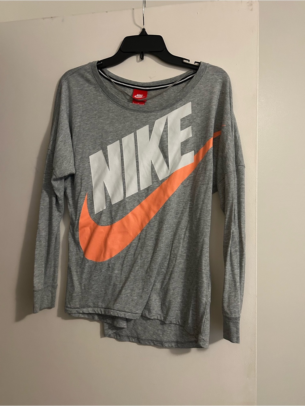 Nike Grey Tee with White Logo and Red Tag